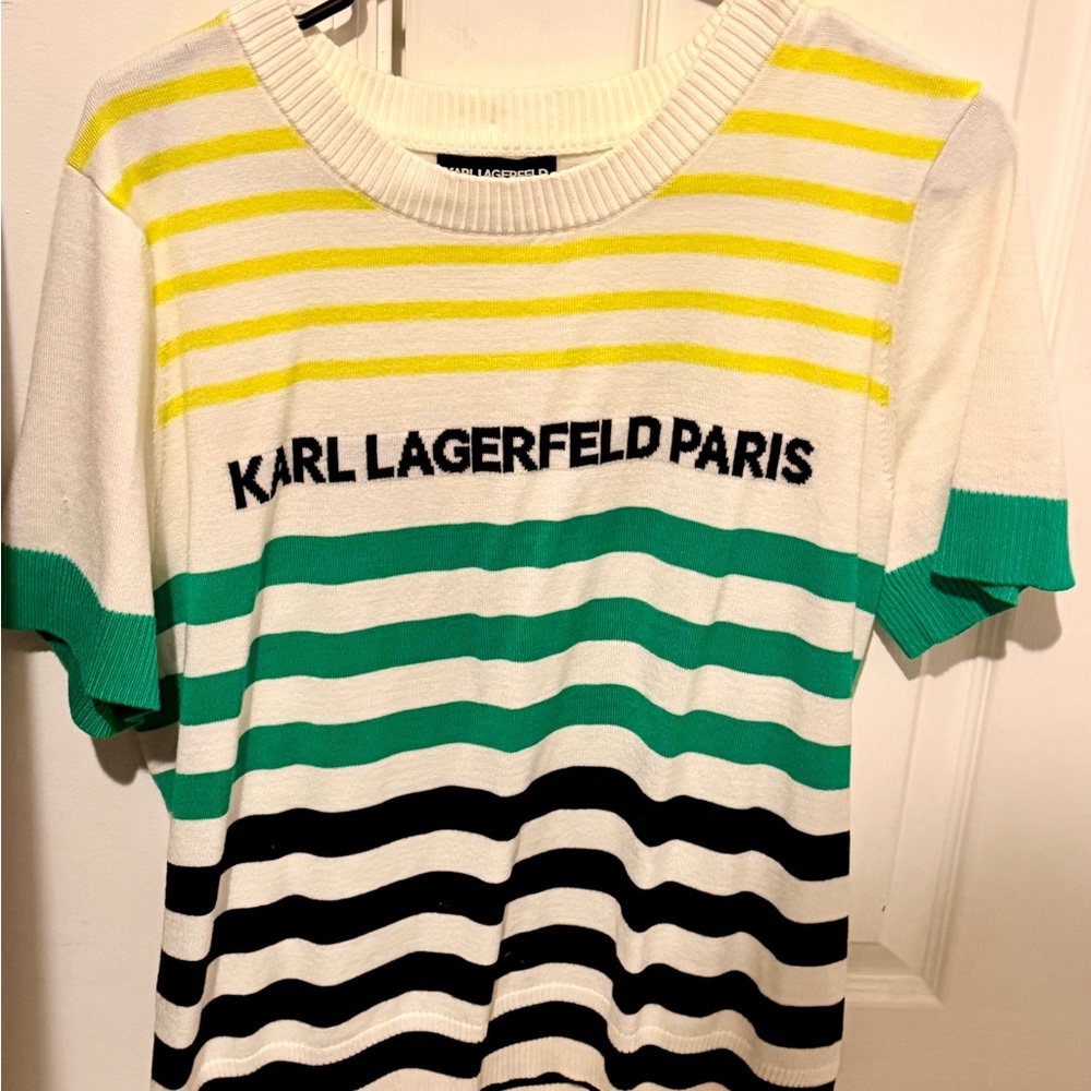 Karl Lagerfeld Kids Striped Tee - Yellow, Green, Black, White